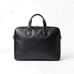 sleek leather briefcase, professional product shot, isolated on a pure white background, centered, entire object in frame, sharp focus, soft studio lighting