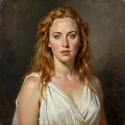 Gillian Anderson  as a beautiful Greek Godess, Painting,