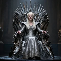 pale queen sitting on the iron throne from game of thrones in the style of craig mullins