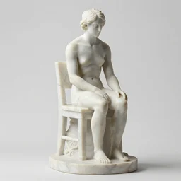 a sculpture of a person sitting on top of a chair, a marble sculpture by nicola samori, behance, neo - expressionism, marble sculpture, apocalypse art, made of mist 1 2 3 4 5 6 8