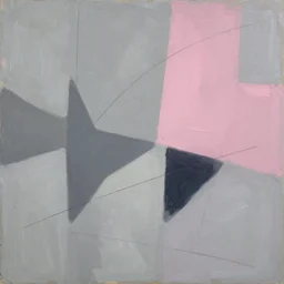 abstract contemporary oil painting with grey and pink color palette, negative space, pen lines, creative, positive energy, masterpiece, beautiful shapes, unique