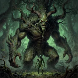 a highly detailed monster portrait of an evil tree monster, fantasy, by gregory manchess, james gurney, james jean