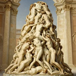 undressed human impossible big tower of undressed bodies climbing on undressed bodies they are real undressed women like a incredible giant sculpture at the kingdom of julius caesar, no clothes, roman historic works, hyper - detailed, world renowned artists, historic artworks society, antique renewal, intricate, elegant, sharp focus, illustration, art by artgerm and greg rutkowski and alphonse mucha, 8 k