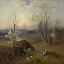 first spring after the impact winter post - cretaceous paleogene extinction event, life is starting to adapt to a changed world, in the style of hudson river school of art, oil on canvas