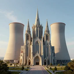 a cathedral in the style of a nuclear power plant, digital art, octane render