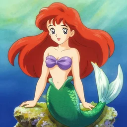 portrait of ariel from the little mermaid in yoshitaka amano style