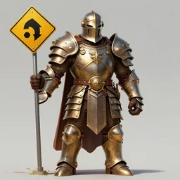 giant gladiator wearing road sign armor, d & d, character design trending on artstation