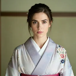 portrait of lara croft wearing kimono, by charlotte grimm, natural light, detailed face, beautiful features, symmetrical, canon eos c 3 0 0, ƒ 1. 8, 3 5 mm, 8 k, medium - format print, half body shot