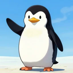 high res anime portrait of kung fu penguin