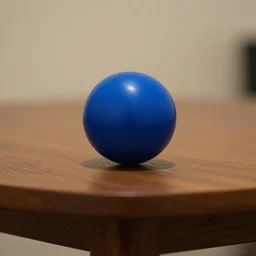 a blue ball on a table