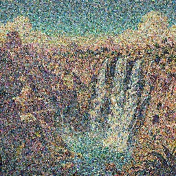 ancient latin american cityscape with waterfalls,digital art,retrowave style