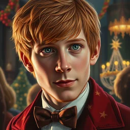 a close - up portrait of ron weasley, attending the yule ball. beautiful painting by jim kay. color harmony, 8 k detail, gallery quality, hd wallpaper, premium prints available, hyper - detailed, intricate design.