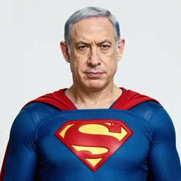 photo of superman with the face of benjamin netanyahu