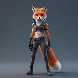 full - length portrait of cyberpunk fox