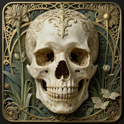 memento mori by arthur rackham, art forms of nature by ernst haeckel, ultrasharp, photorealistic, hyperdetailed, octane render, polished, art nouveau, gothic, ornately carved antique bone beautiful skull mask dominant, intricate ornamental organic filigree, art nouveau botanicals, art forms of nature by ernst haeckel, horizontal symmetry, symbolist, visionary