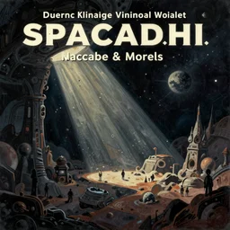 retro dark vintage sci-fi : : 2D matte gouache book cover illustration : : deep space macabre sci-fi world