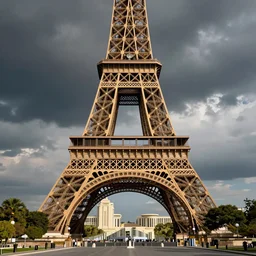 Tour Eiffel made of marble with golden parts, in the style of a neoclassical building, digital art
