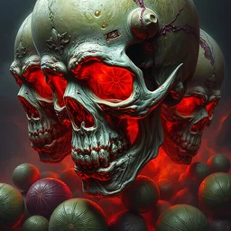 skulls covered in limes art by wayne barlowe, noah bradley, patrick woodroffe, dariusz zawadzki. extremely high details, realistic, masterpiece, artstation contest winner