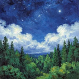 ( ( ( ( beautiful starry sky and cloud and forest ) ) ) ) ) by mœbius!!!!!!!!!!!!!!!!!!!!!!!!!!!, overdetailed art, colorful, record jacket