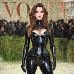 sexy young deanna troi wearing very tight latex crazy outfit met gala photoshoot for vogue magazine