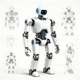 Posthuman design of a robot, blueprint