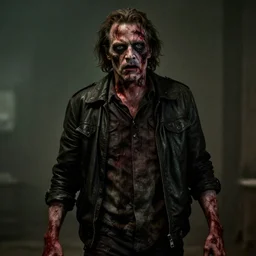samuel l. jackson as a zombie, blood, decay, cinematic lighting, portrait, medium shot, horror movie still