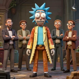 hyper realistic rick sanchez as a hybrid creature made of bricks, gorgeous lighting by kim jung giu weta studio, mucha, bautista and norman rockwell and greg rutkowski and tom bagshaw and james gurney and lucasfilm