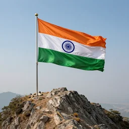 highly detailed photo of indian flag hosting on mountain, hyper realistic, art by greg rutsowski, concept art, 8 k detail post - processing