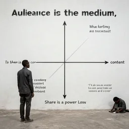 when audience is the medium, marketing is the content, share is a power law, in the style of pieter hugo