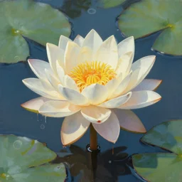 religious painting of nuphar japonica in the style of syd mead, spatterdock by syd mead, concept art, botanical drawing, 3 d