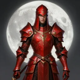 Portrait of a Fantasy crimson knight, moonlit, HD, illustration, epic, D&D, fantasy, intricate, elegant, highly detailed, digital painting, artstation, concept art, smooth, sharp focus, illustration, art by artgerm and greg rutkowski and alphonse mucha, monster hunter illustrations art book