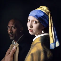 Dwayne Johnson with the pearl earring by Johannes Vermeer