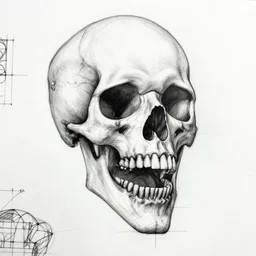 very precise blueprint of deceives death. black pencil annotated sketch