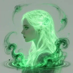 side profile, imogen poots, deathknight, gloomhaven, luminescent, pale green glow, haunted green swirling souls, evil inky swirly ripples, sickly green colors, by greg manchess, huang guangjian, gil elvgren, sachin teng, greg rutkowski, jesper ejsing, ilya kuvshinov