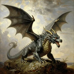 a fierce dragon, rembrandt painting