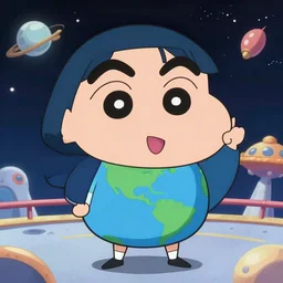 chibi, anime portrait of earth - chan!!! on space, arts station, ( ( ( blurred ) ) ), high quality!!! cinematic!!! light reflections!!! post - processing effects!!!