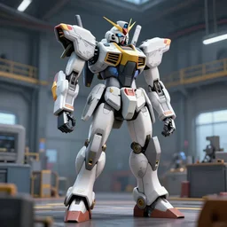 photorealistic of a Mecha 3d anime, in factory, medium shot, mid-shot, highly detailed, trending on Artstation, Unreal Engine 4k