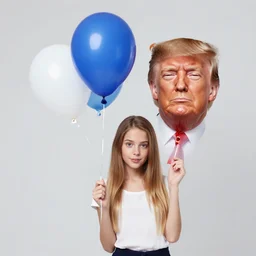 banky girl with ballon. donald trump instead of girl
