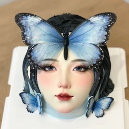 a butterfly on a cake, 8 k, perfect face, made by a photographer
