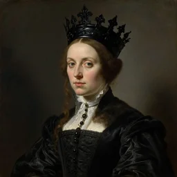 (((((The portrait of Lady in black wax crown))))) by Gerard van Honthorst !!!!!!, ((dark fantasy, witcher)), very detailed oil painting, masterpiece, 8k