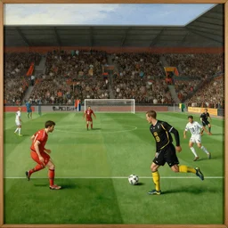 a painting from 1 4 9 0 of a european football soccer match by hieronymus bosch, in the style of bosch