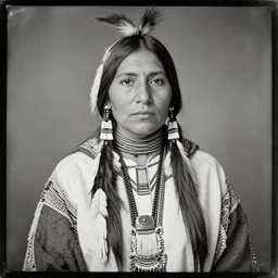 daguerreotype ambrotype of a native american high priestess very intricate, highly detailed,