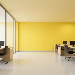 yellow office interior liminal space