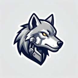 a wolf head artistic mechanical gaming logo robotic ai