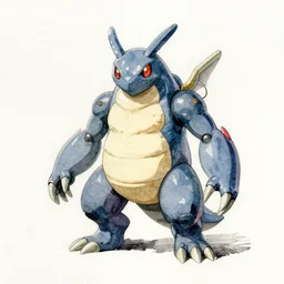 Psychic/Bug Ultra Beast by Ken Sugimori, watercolor, digitally remastered, ink on paper