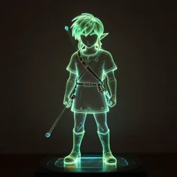 a laser glass sculpture of link, laser glass art.