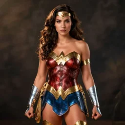 Genderbent wonder woman played by Nicholas cage, full body portrait