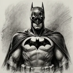 charcoal sketch of batman with strong dramatic lighting,