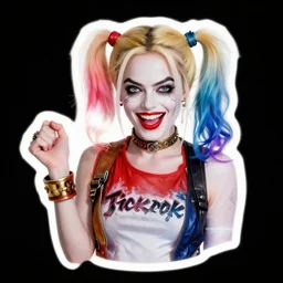 Harley Quinn Margot Robbie, digital art, sticker
