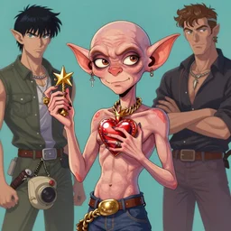 A skinny goblin  holding  a shiny Sacred Heart, by Stanley Artgerm Lau, WLOP, Rossdraws, James Jean, Andrei Riabovitchev, Marc Simonetti, Yoshitaka Amano, ArtStation, CGSociety,